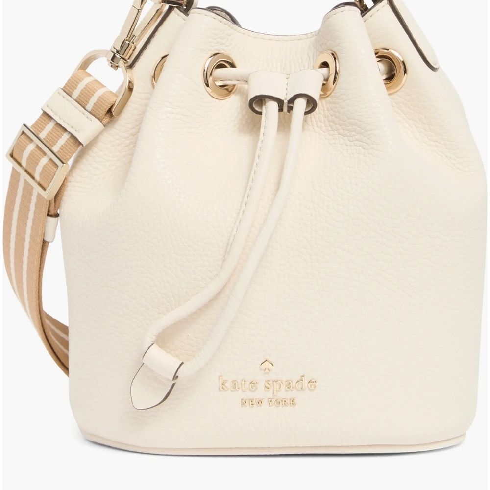 Kate Spade New York Women's Rosie Pebbled Leather Large Bucket Bag Cream Beige